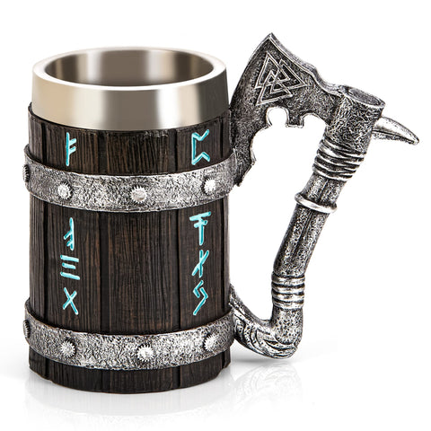 INSYOHO front view showing mug's runes and aged finish for dramatic display