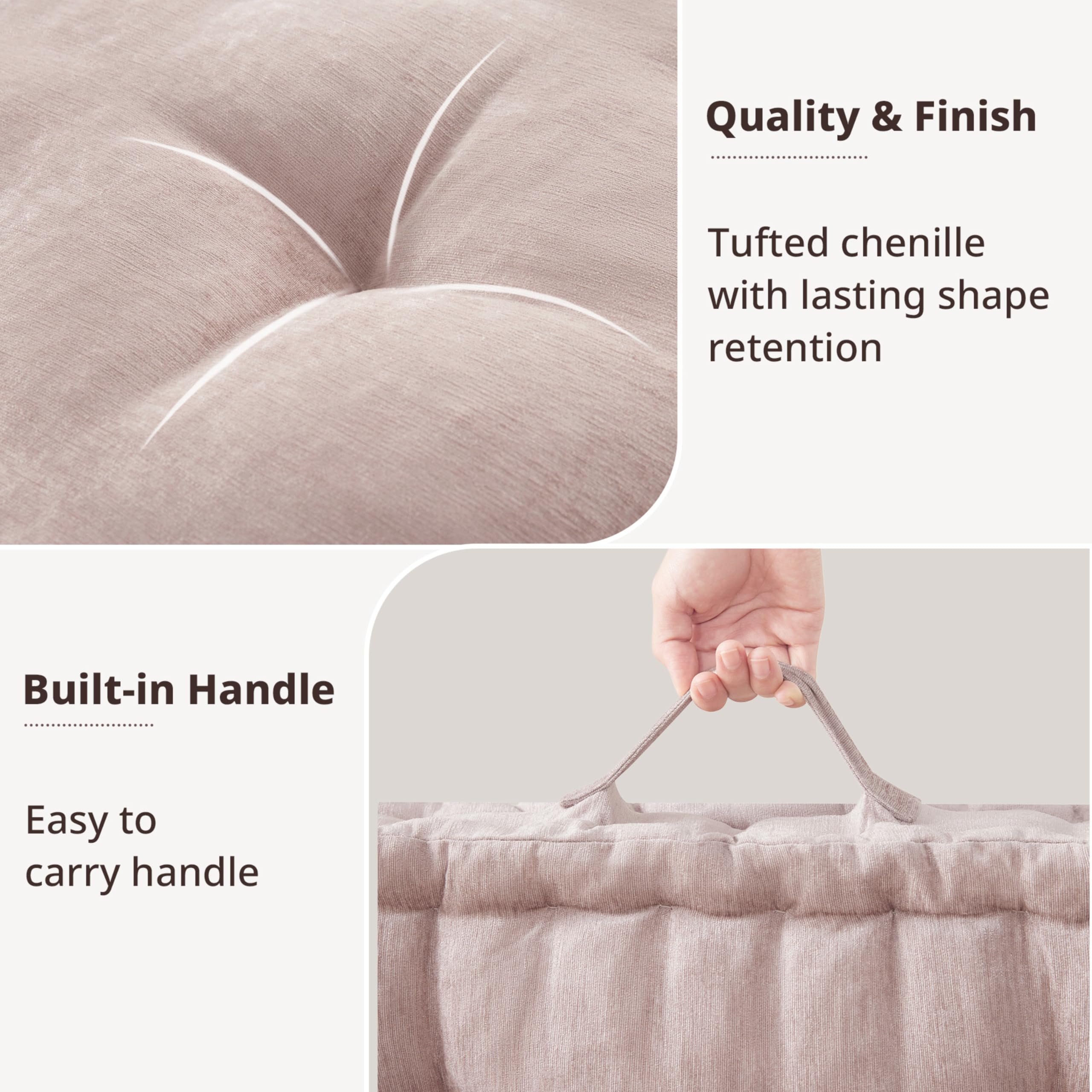Intelligent Design Azza scalloped edge detail showing hand-sewn finish and durability benefit