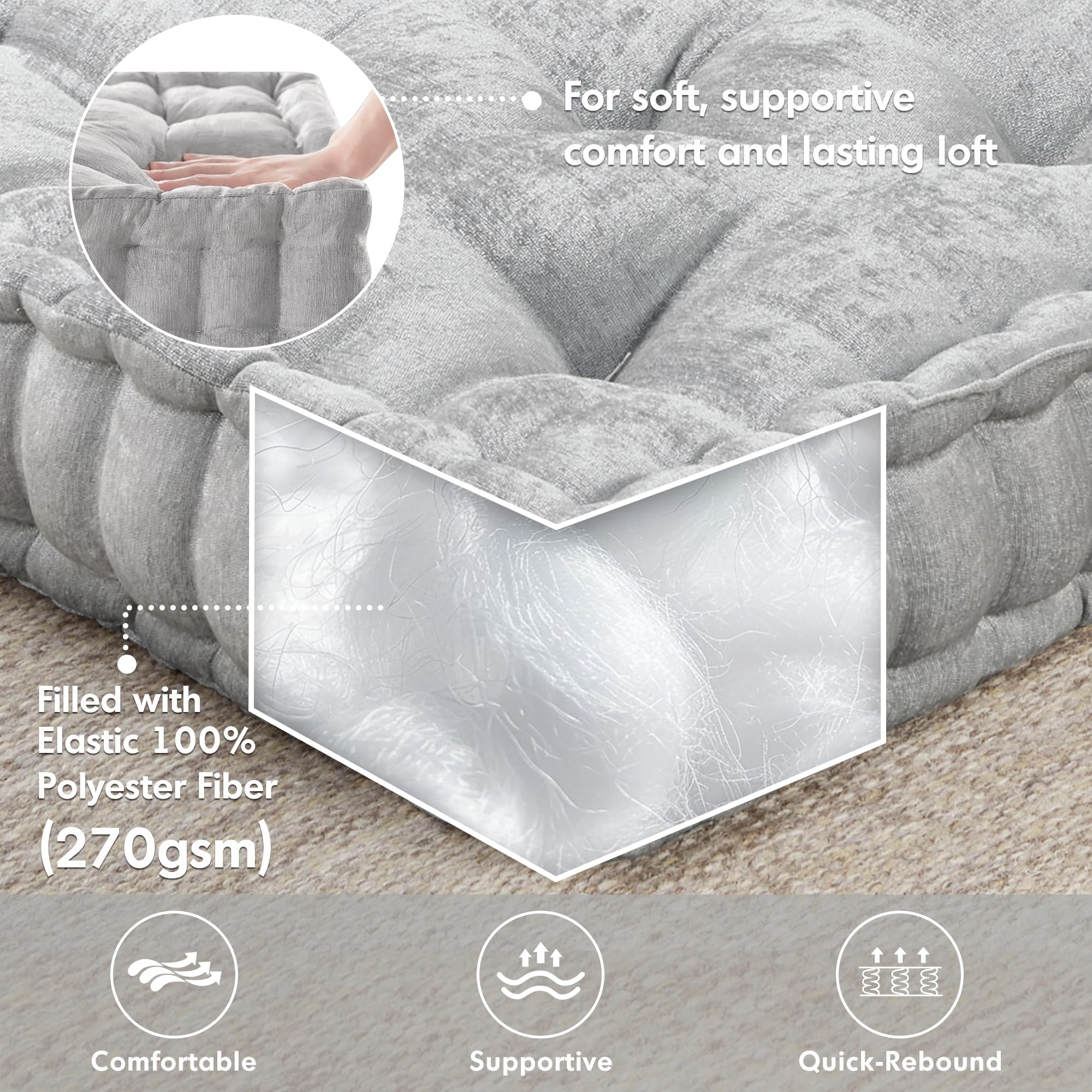Intelligent Design tufted stitching detail that preserves shape and comfort