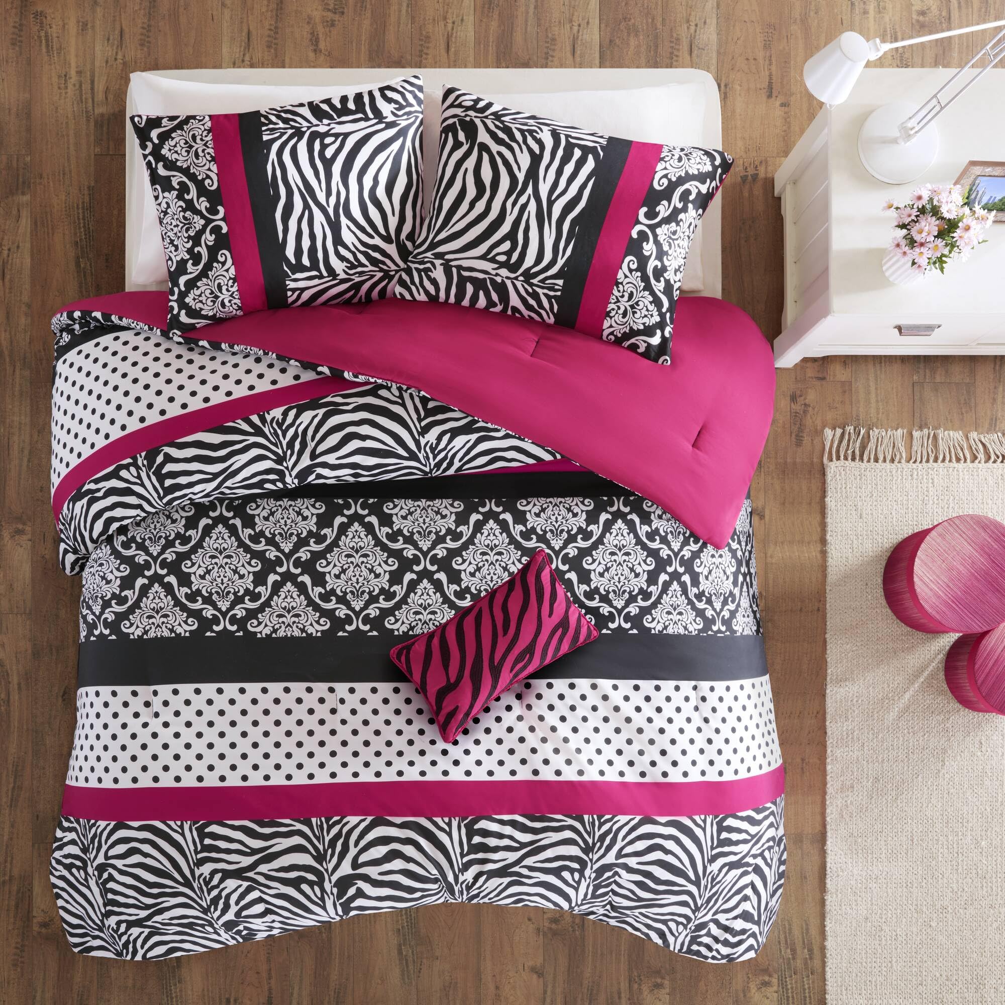 Intelligent Design oblong pillow zebra stripe detail adds layered accent