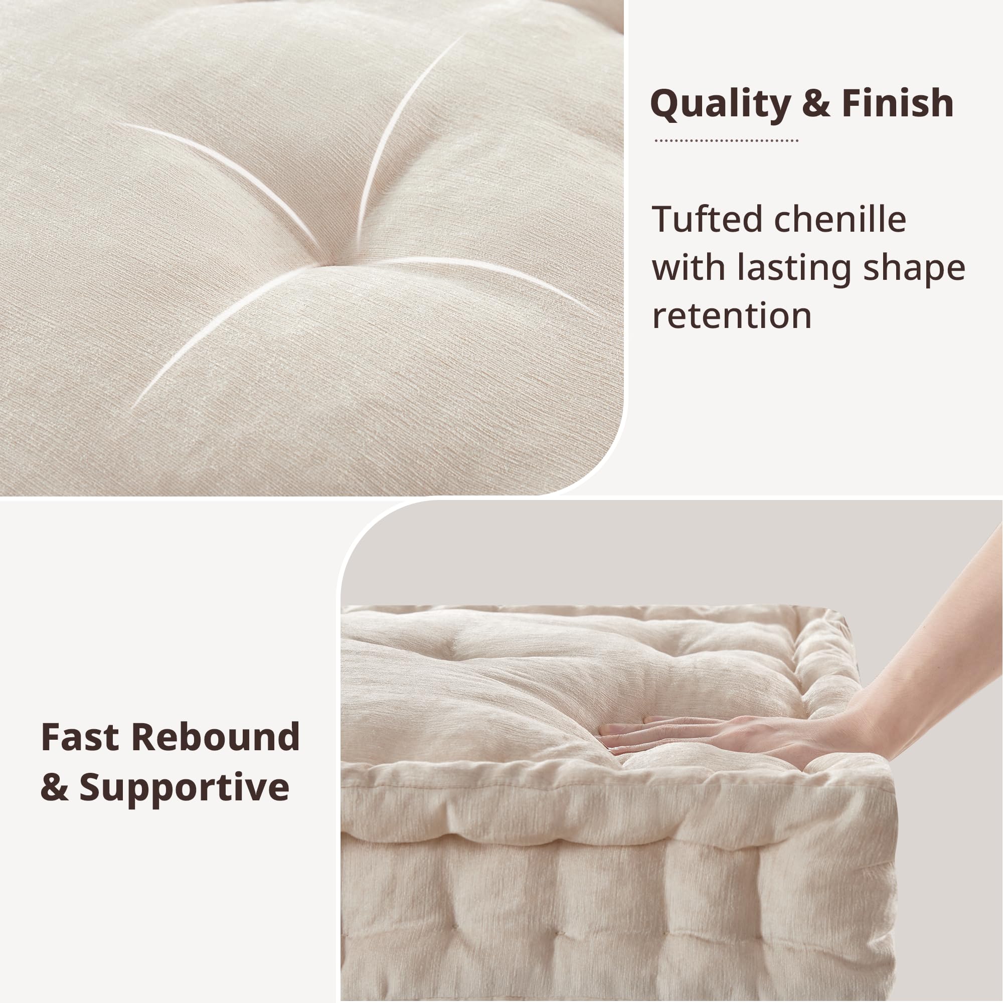 Intelligent Design next to armchair showing cushion size and scale advantage
