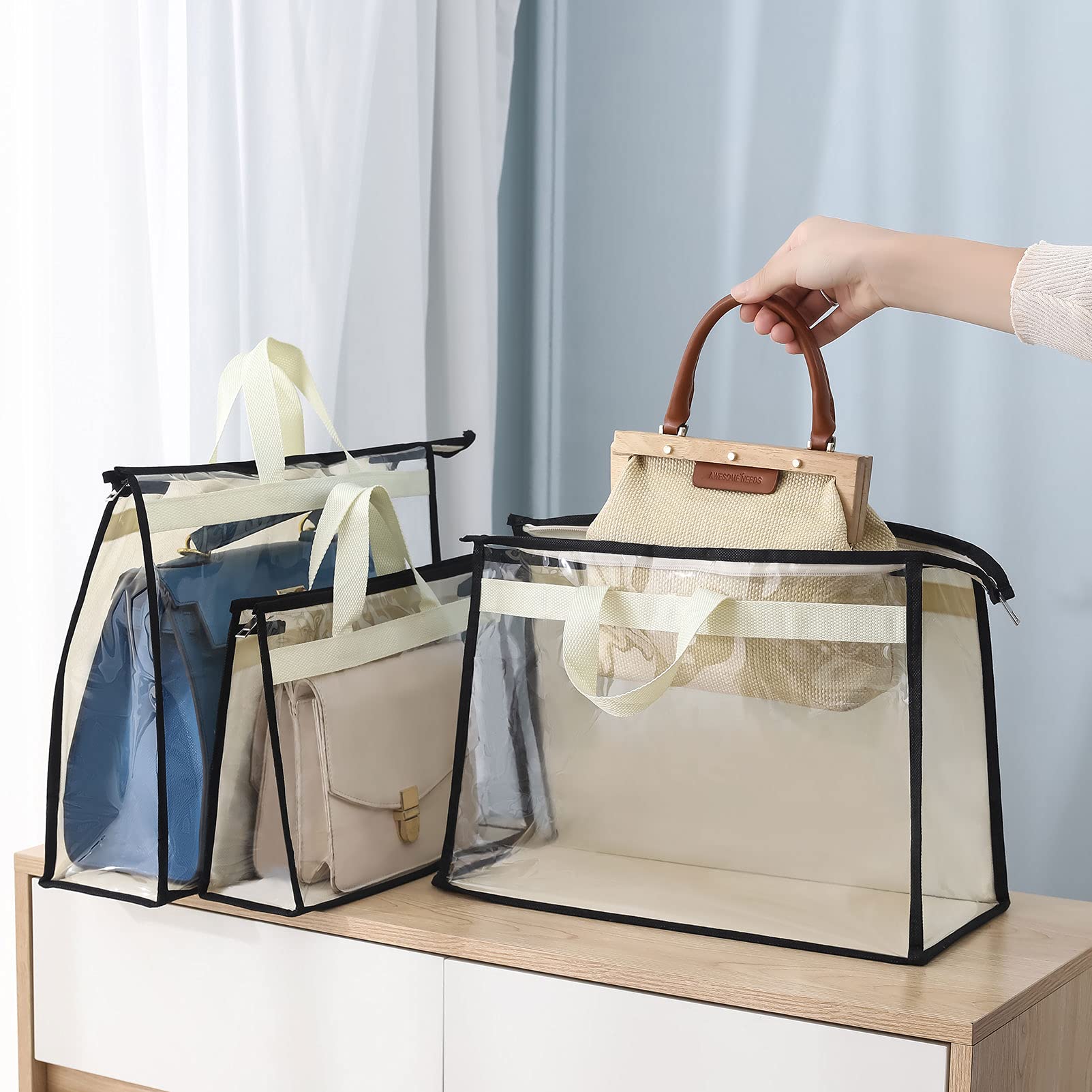 Interesse lifestyle shot of dust bags packed in suitcase for travel convenience