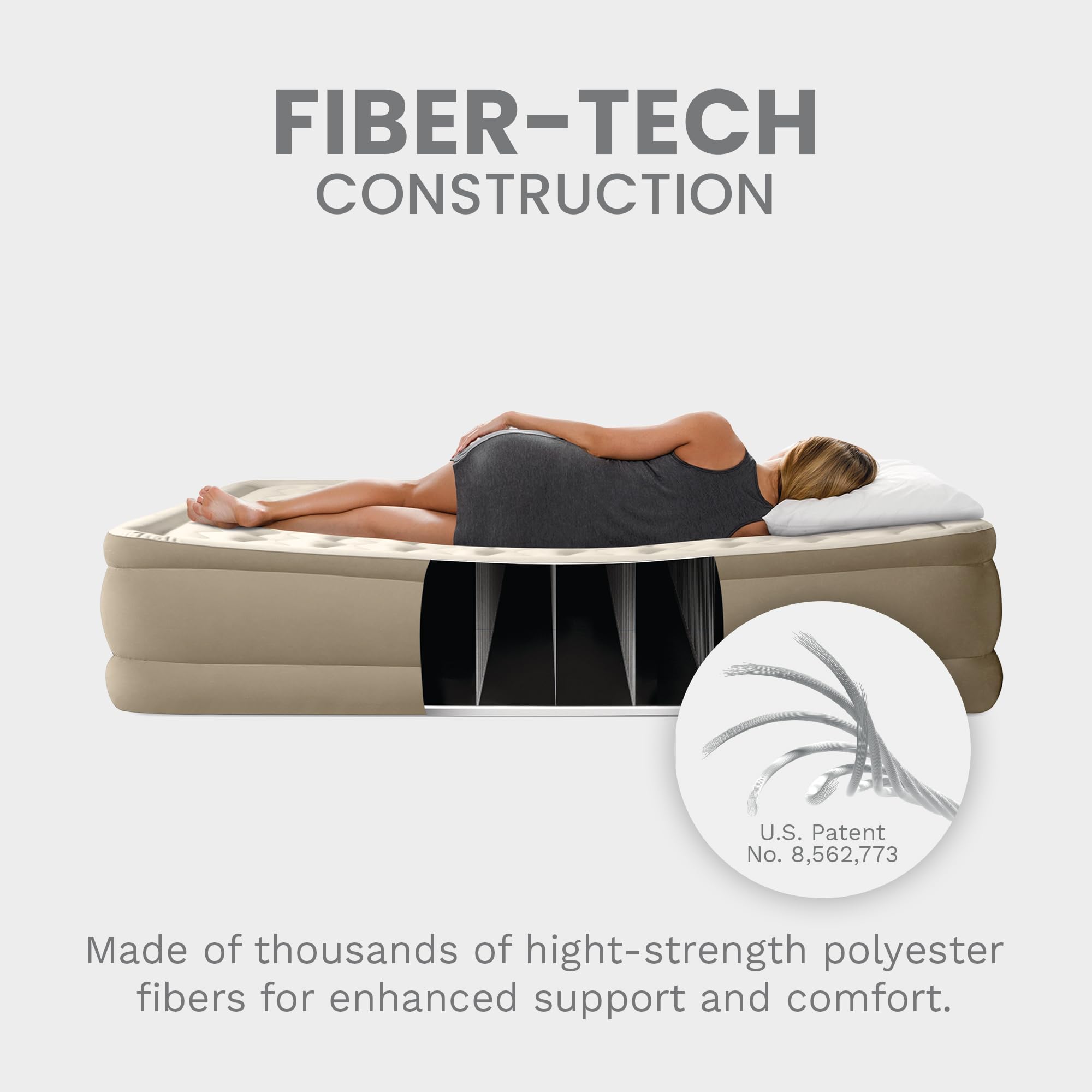 Intex Dura-Beam Deluxe next to chair to show scale and easier mattress access
