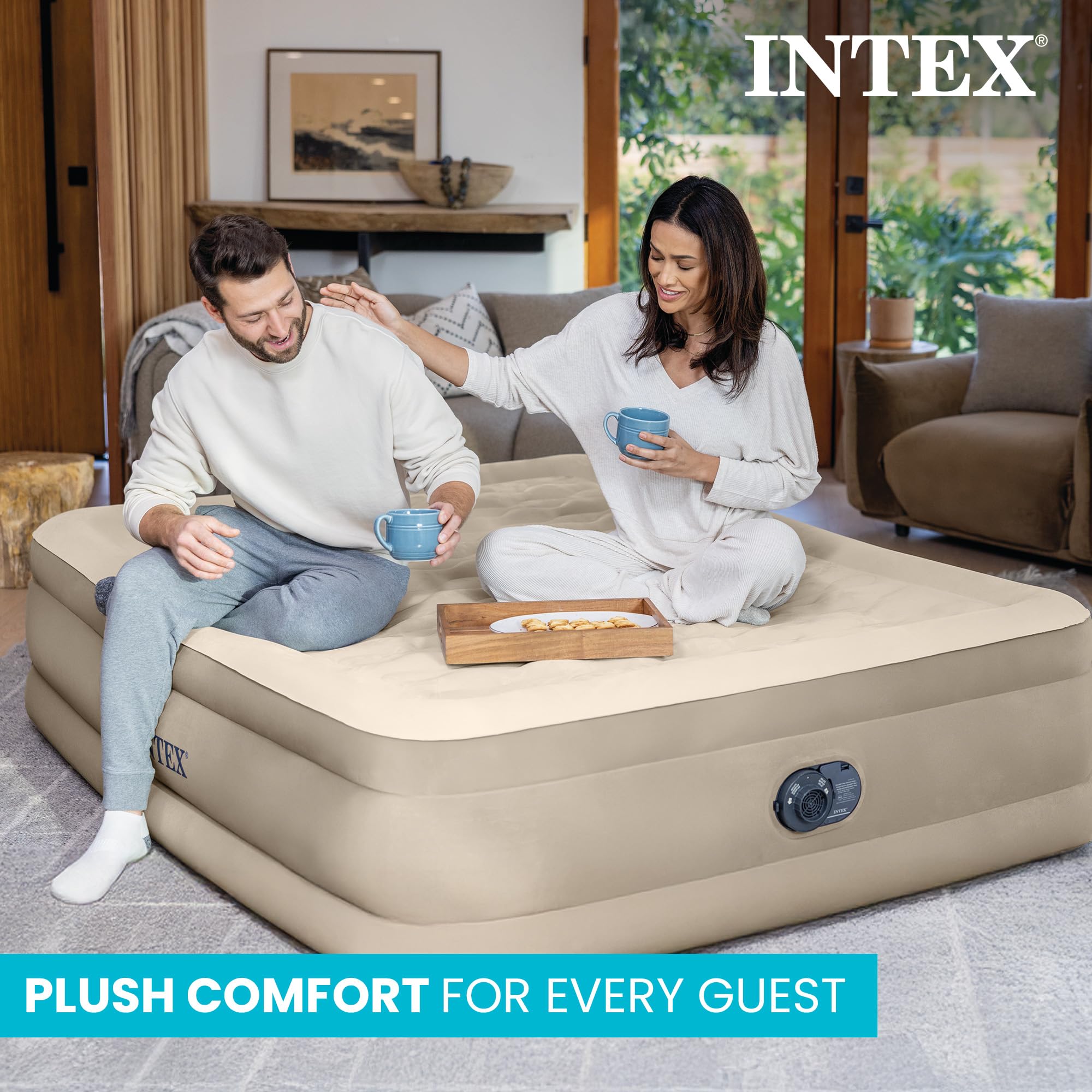 Intex Dura-Beam Deluxe velvety top texture for soft sleep surface comfort
