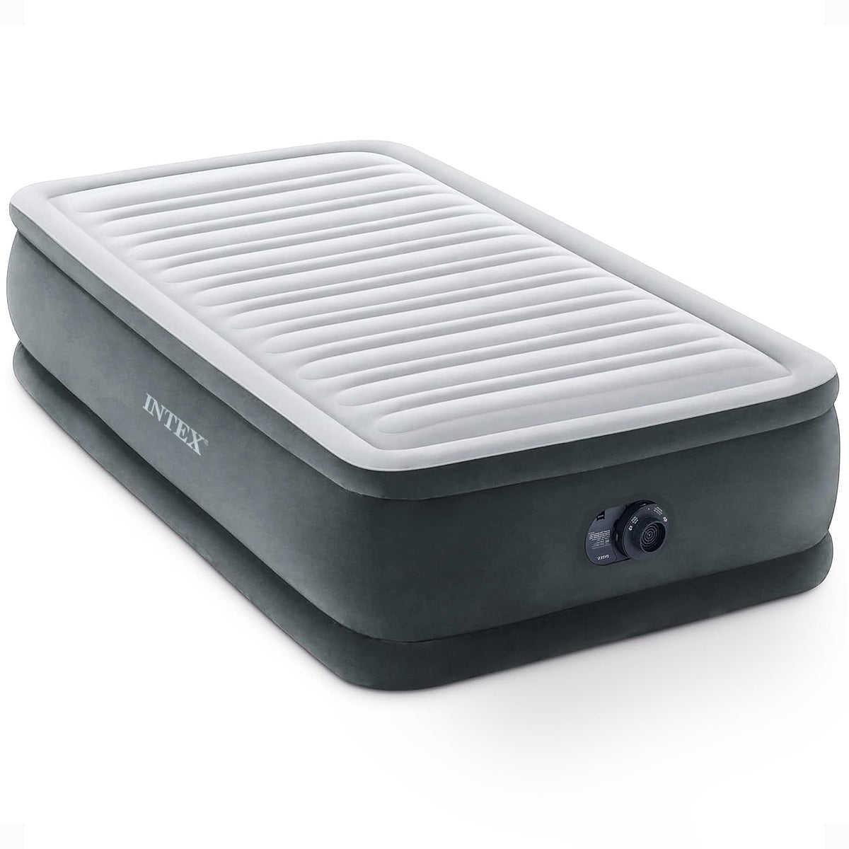 Intex Dura‑Beam front view showing tall 13 inch profile and plush top benefit comfort