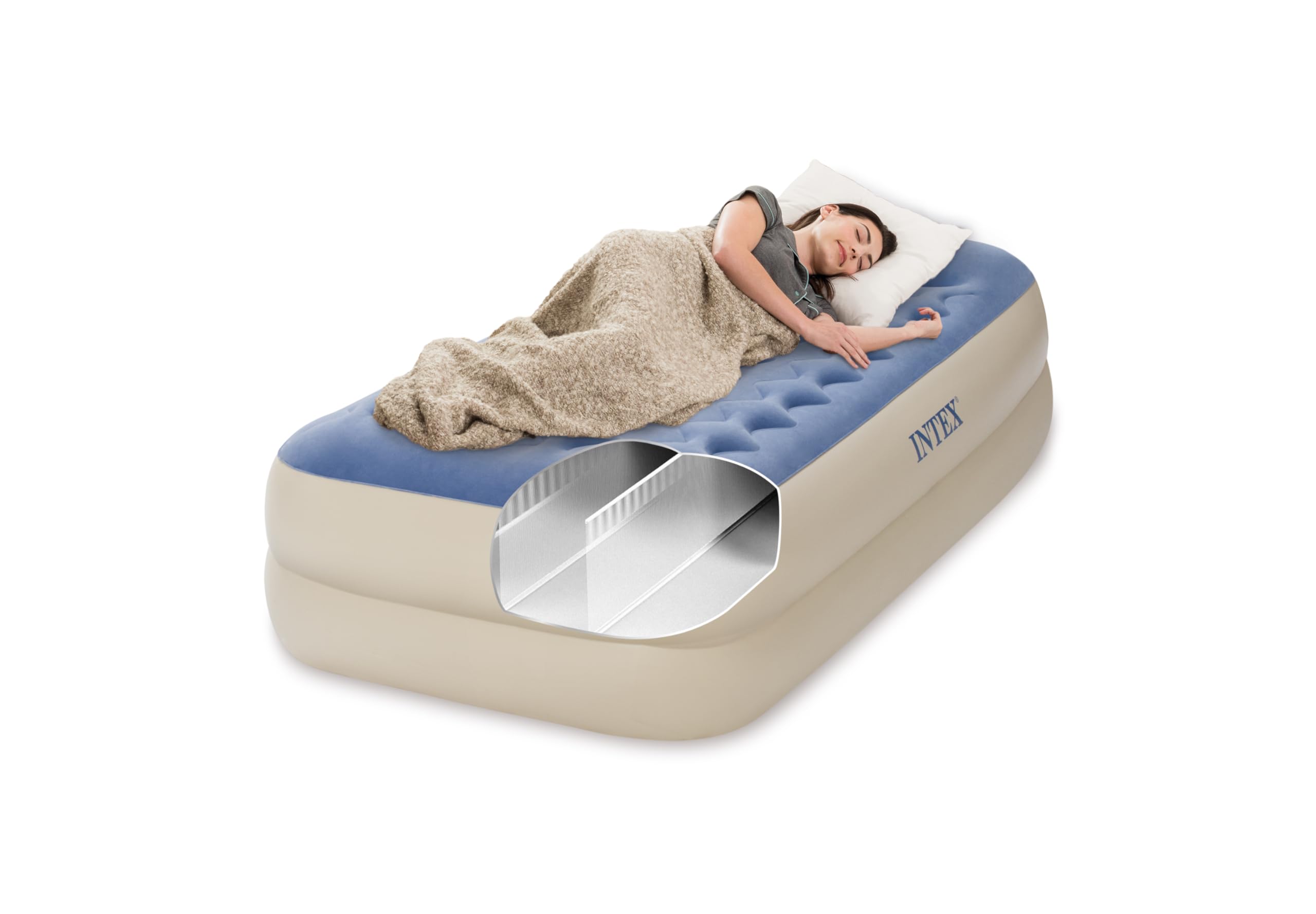 Intex flocked surface closeup highlighting soft texture for better sleep