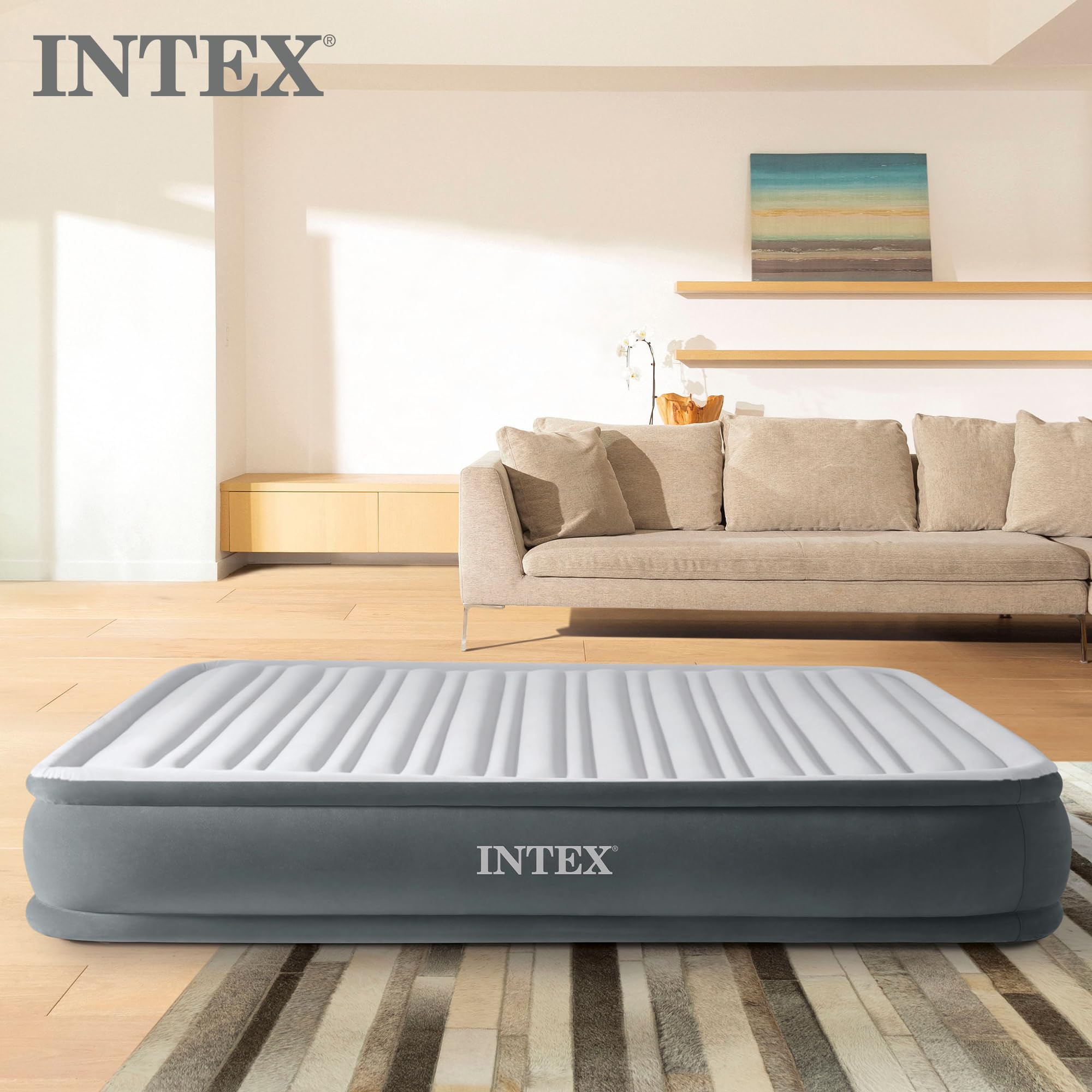 Intex cross-section showing horizontal Dura-Beam lumbar support benefit