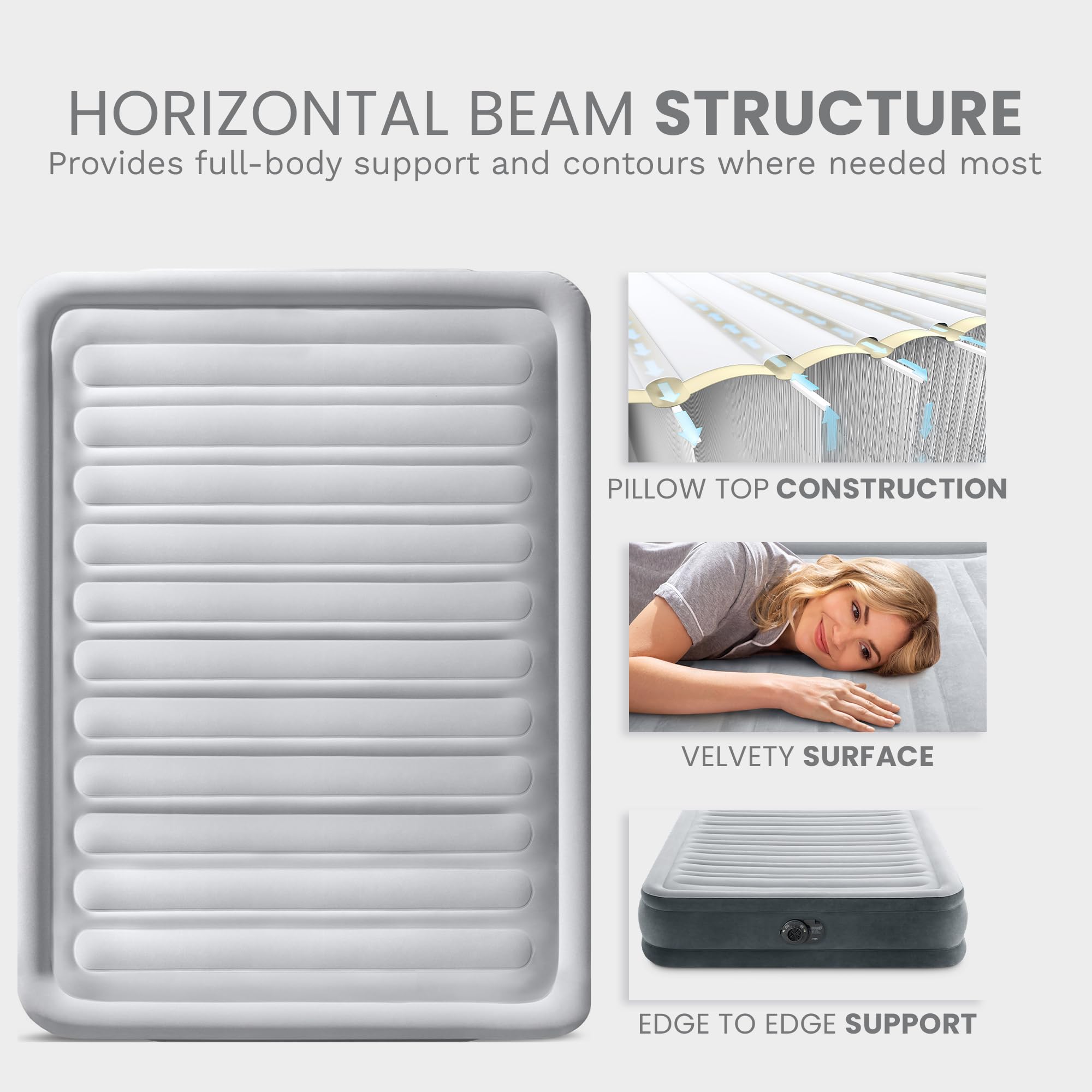 Intex mattress next to sofa showing scale and mid-rise convenience