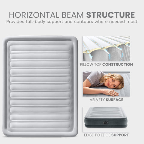 Intex mattress next to sofa showing scale and mid-rise convenience