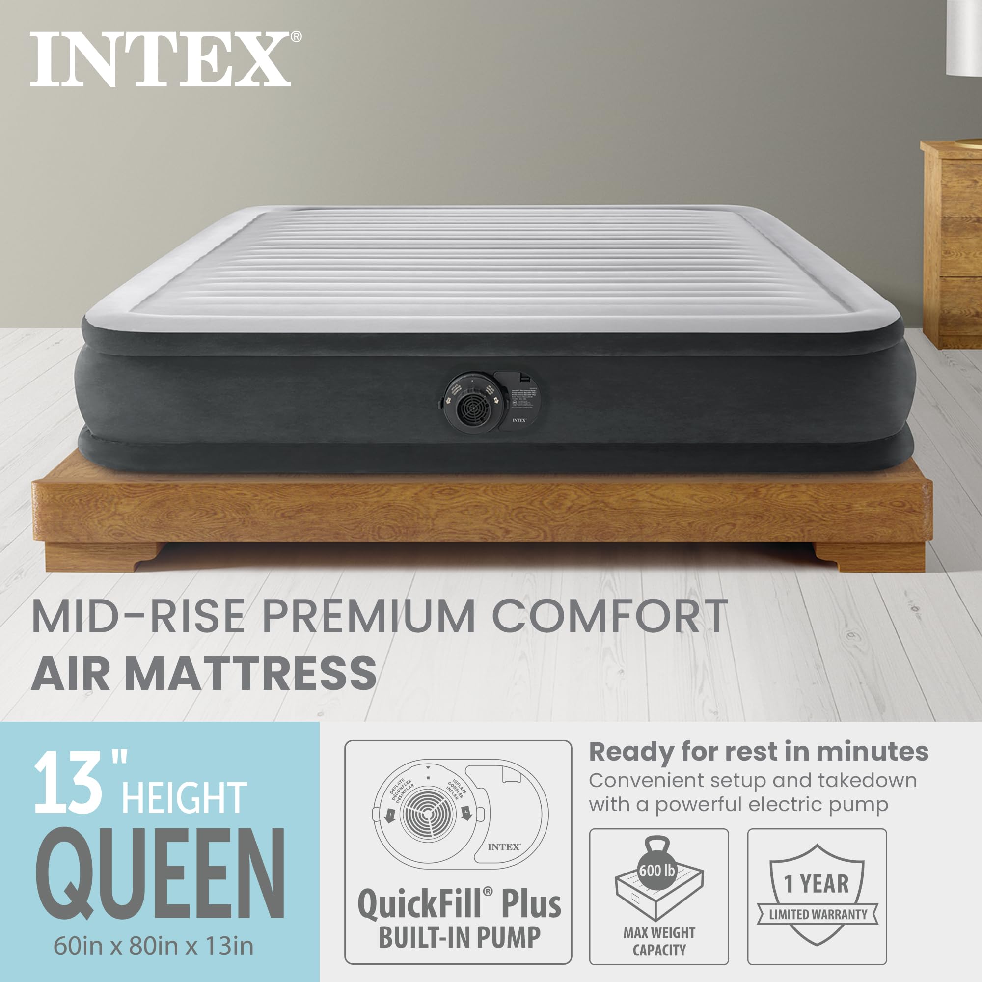 Intex close-up of velvety top highlighting plush sleep surface benefit