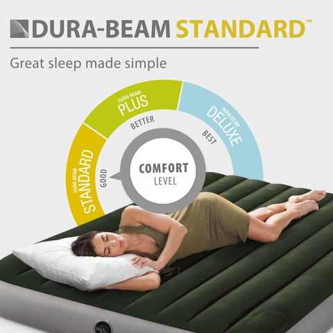 Intex mattress side profile showing 10-inch height for easier bed entry and exit