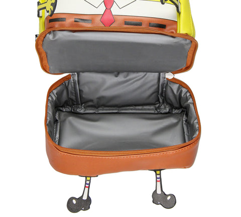 INTIMO SpongeBob next to backpack to show compact size advantage