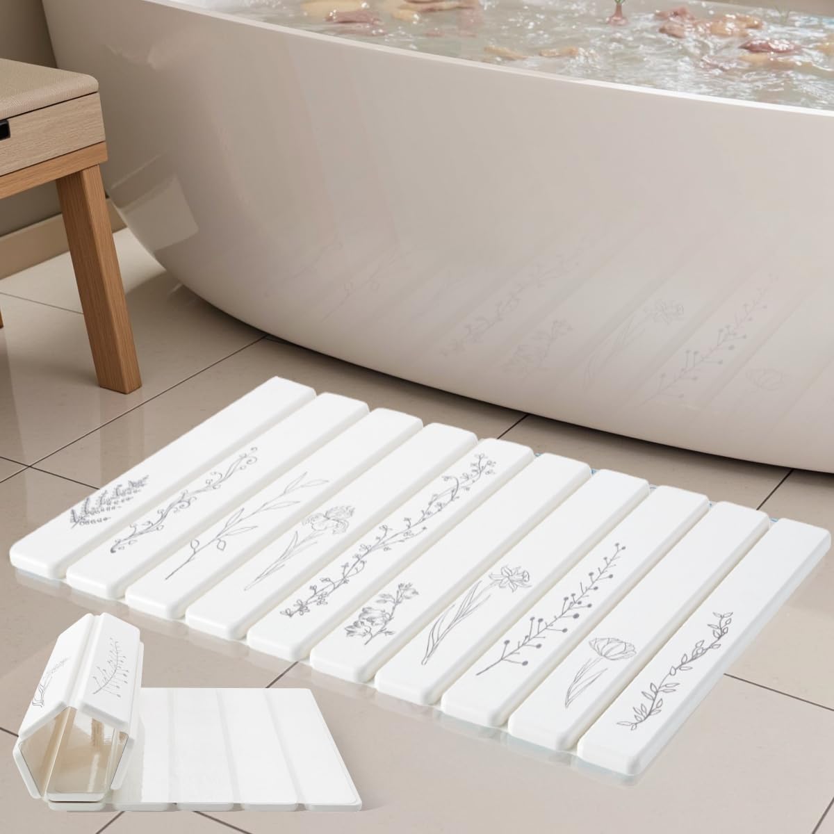 INFISIBLE beside shoes showing 24x16 inch size and clear scale