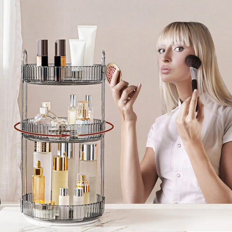 INVSSENE organizer next to perfume bottle to show scale and capacity