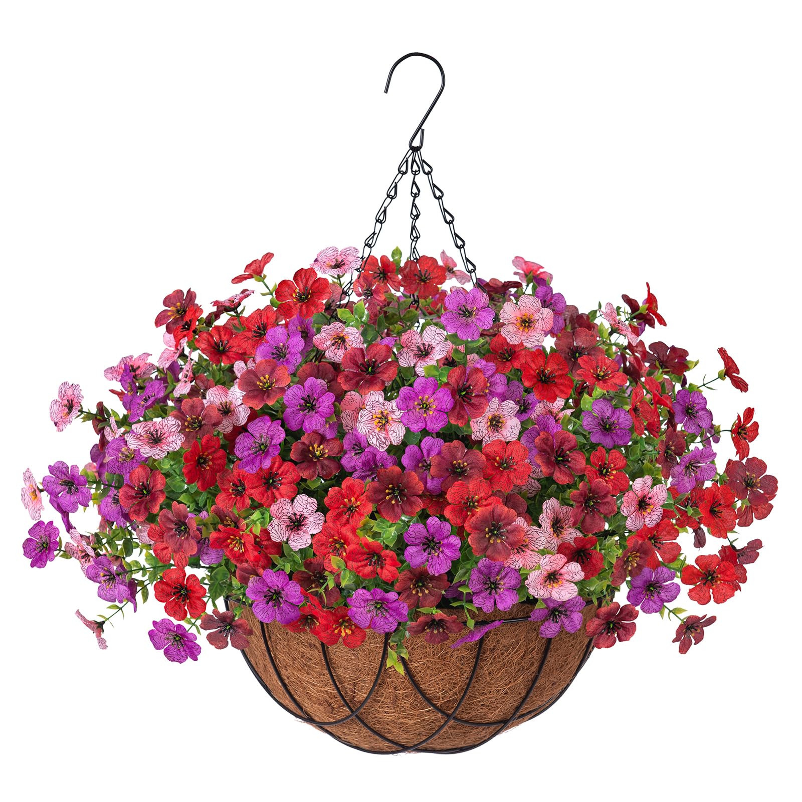 INXUGAO front view of hanging basket showing full floral display and instant curb appeal