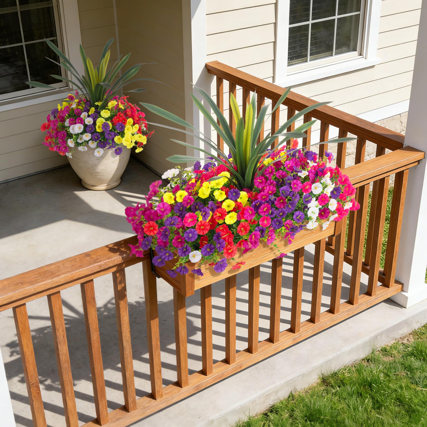 INXUGAO hanging basket of multi-color morning glories creating durable color