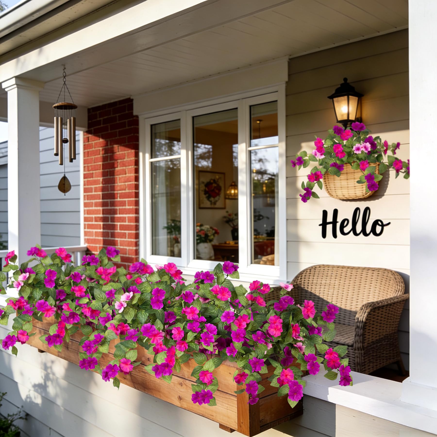 INXUGAO faux flowers arranged in a porch planter adding instant curb appeal