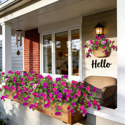 INXUGAO faux flowers arranged in a porch planter adding instant curb appeal