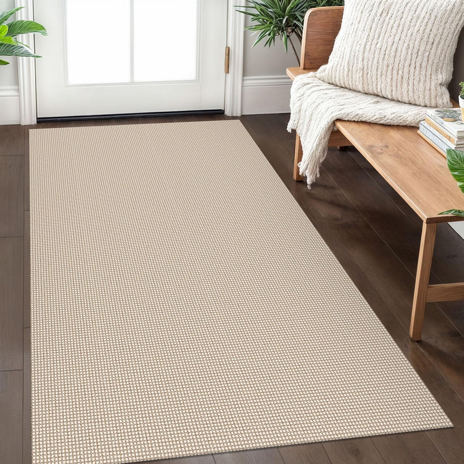 IOHOUZE front view 3x5 rug showing neutral aesthetic and tidy entry benefit