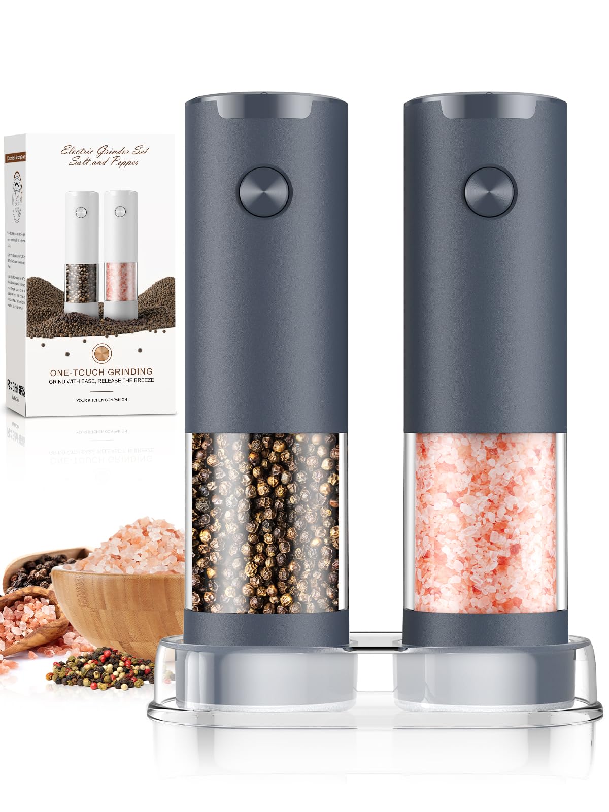 ioion front view gray grinders showing sleek design and easy handling