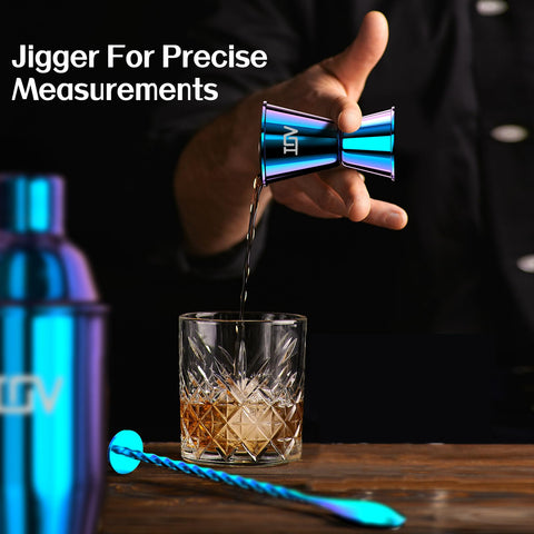 IOV shaker in use with bartender shaking a drink, demonstrating fast cocktail preparation
