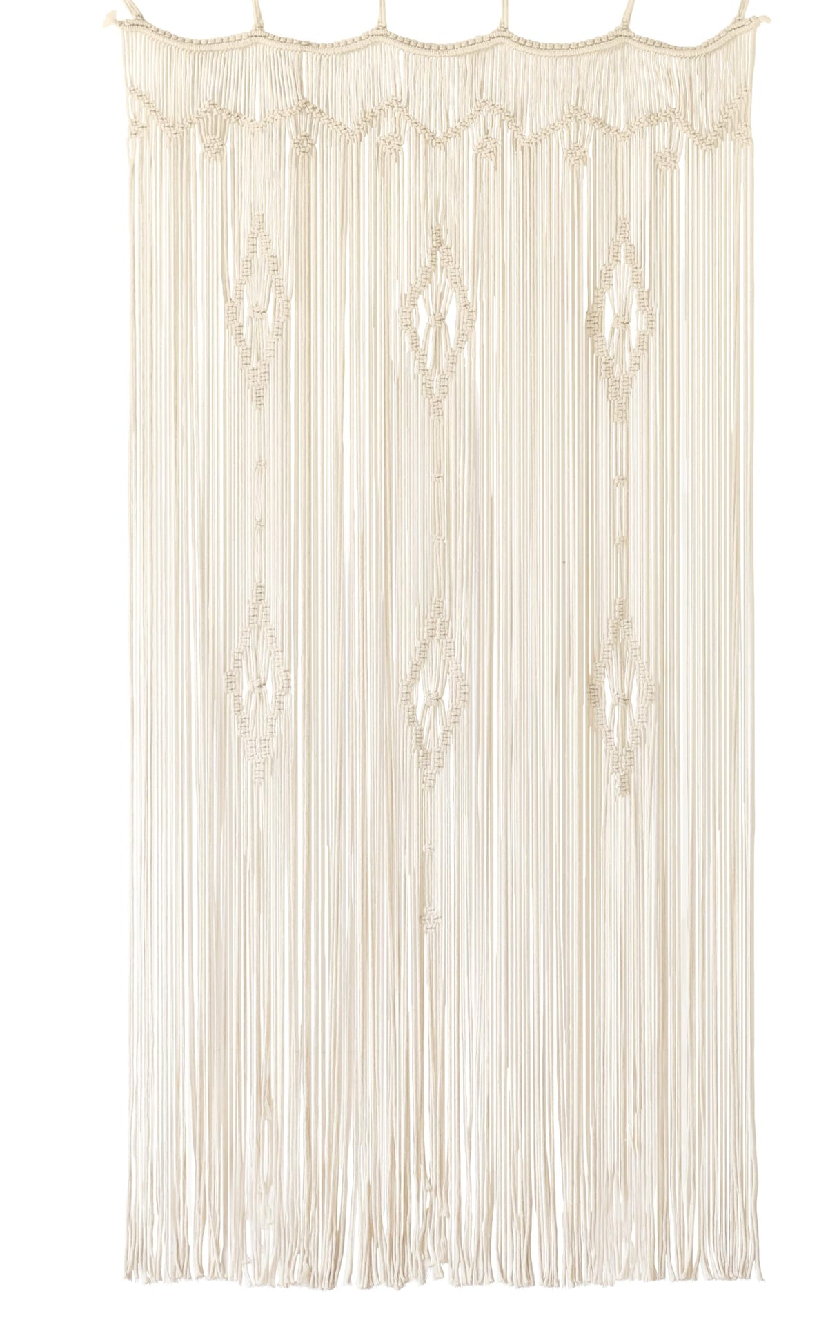 IOWER macrame curtain front view showing full panel and pattern, adds boho charm