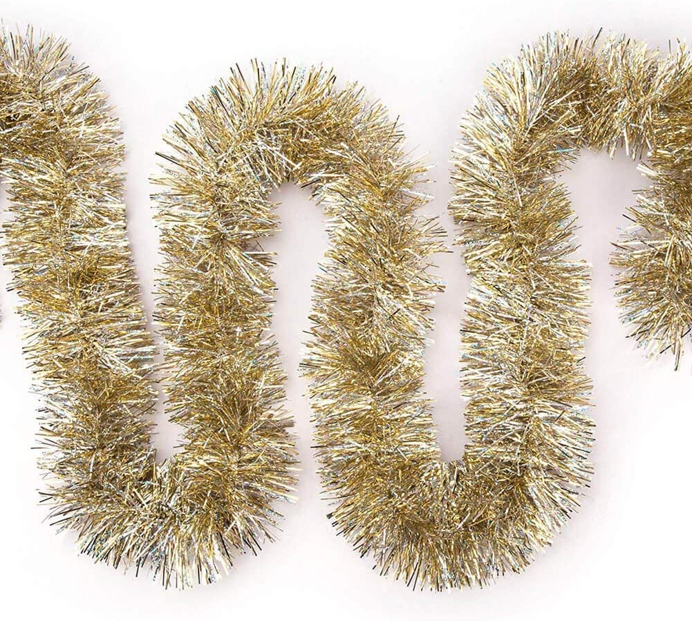 iPEGTOP garland wrapped on tree adding bright reflective holiday sparkle