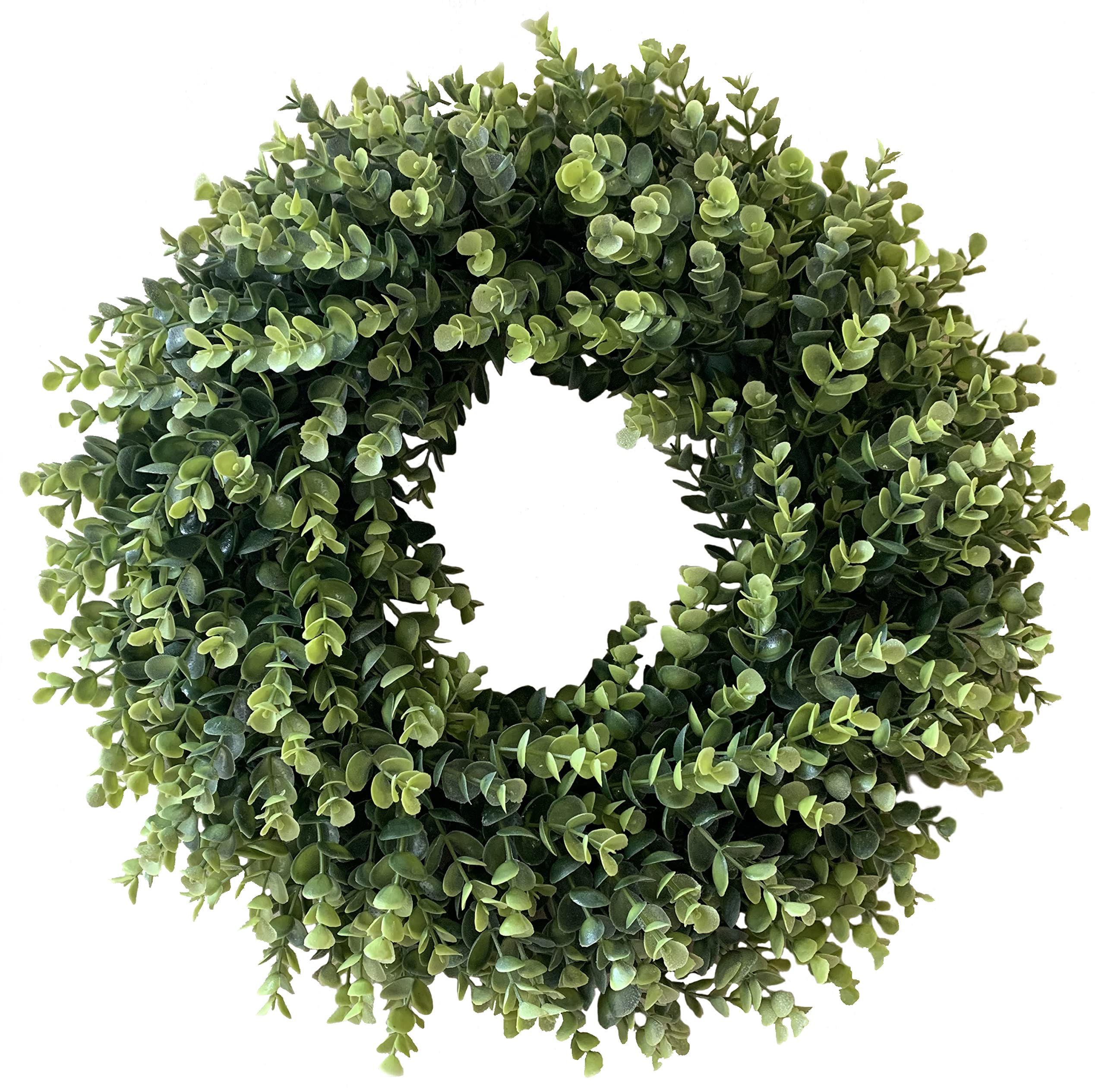 IPLNTS front door wreath showing full 20-inch boxwood greenery and welcoming curb appeal