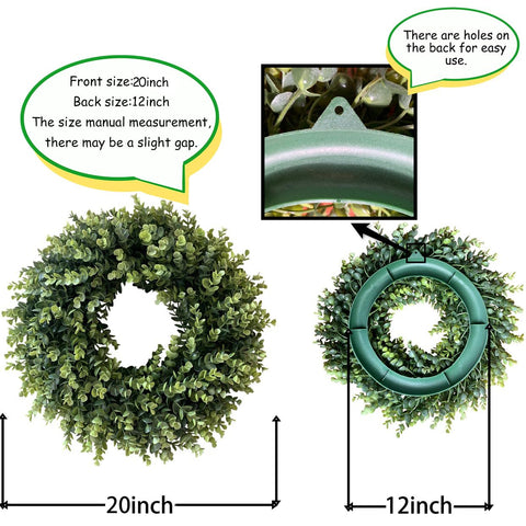 IPLNTS wreath beside door handle showing 20-inch scale for proper size selection