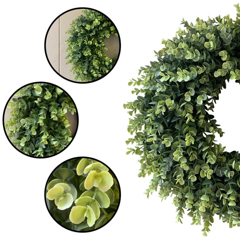 IPLNTS wreath styled with seasonal bow illustrating easy customization and decorating