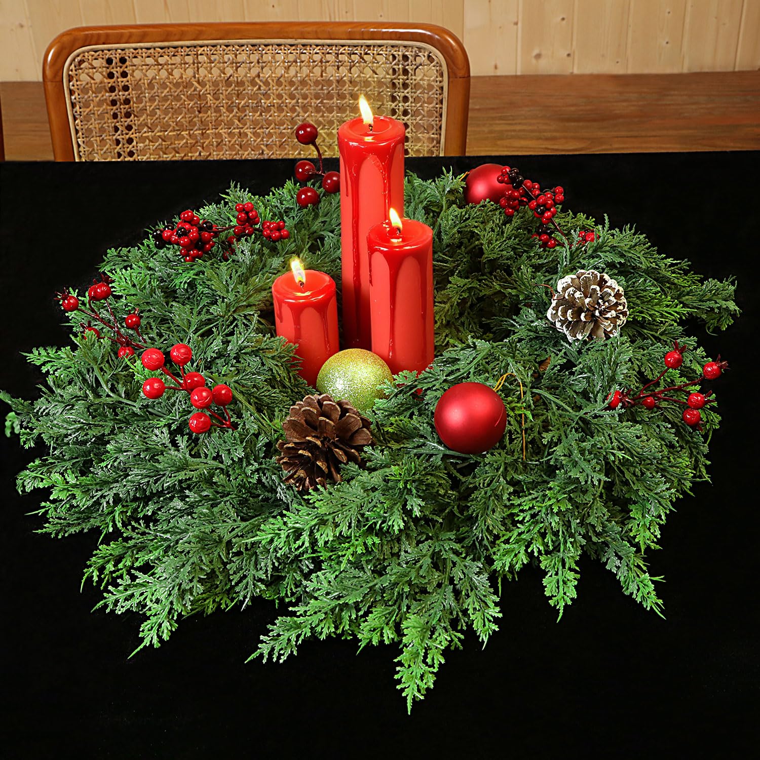 IPOOLTENG garland on mantel with lights creating warm ambience