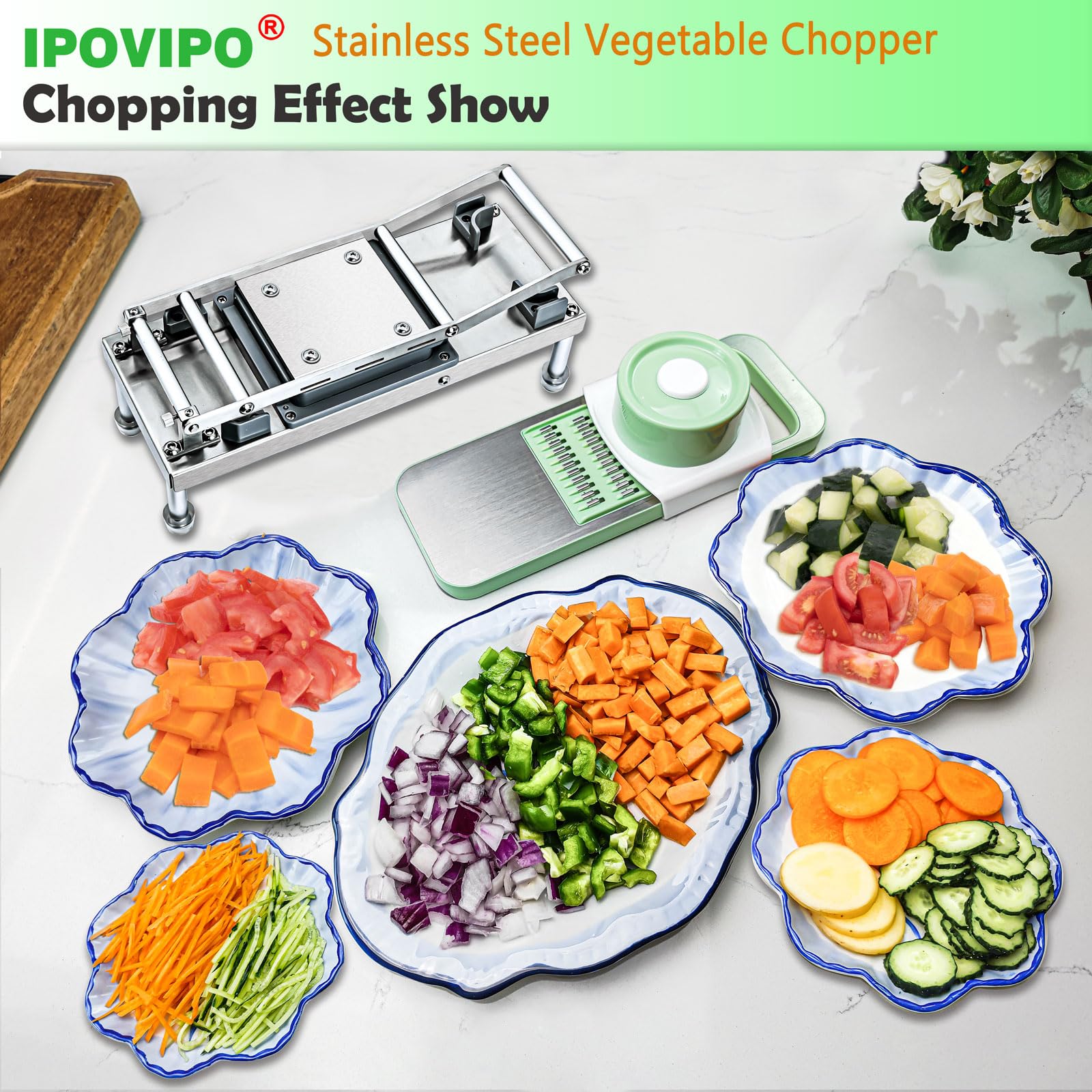 IPOVIPO container filled with chopped vegetables for quick meal prep