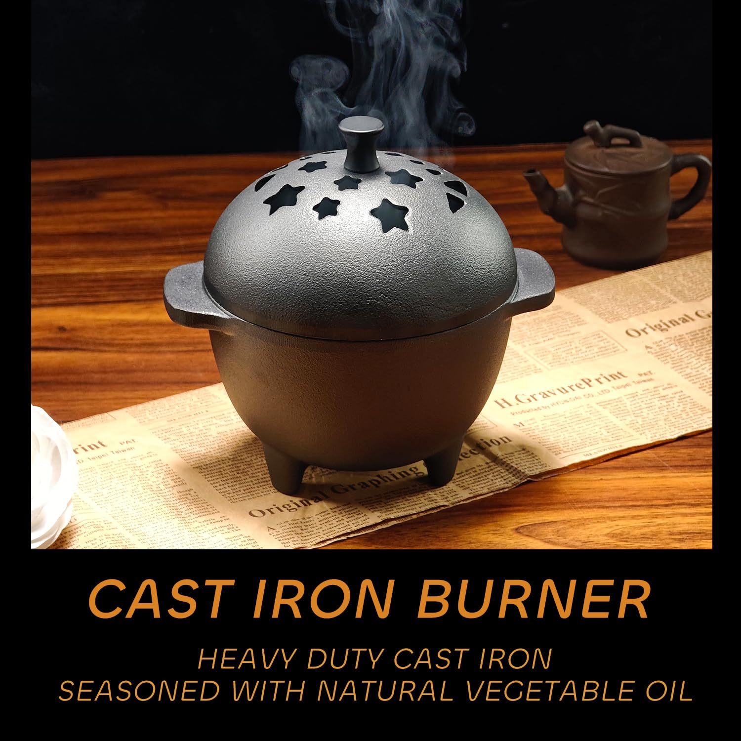 IPROUDER seasoned cast-iron surface close-up for easy cleaning and durability