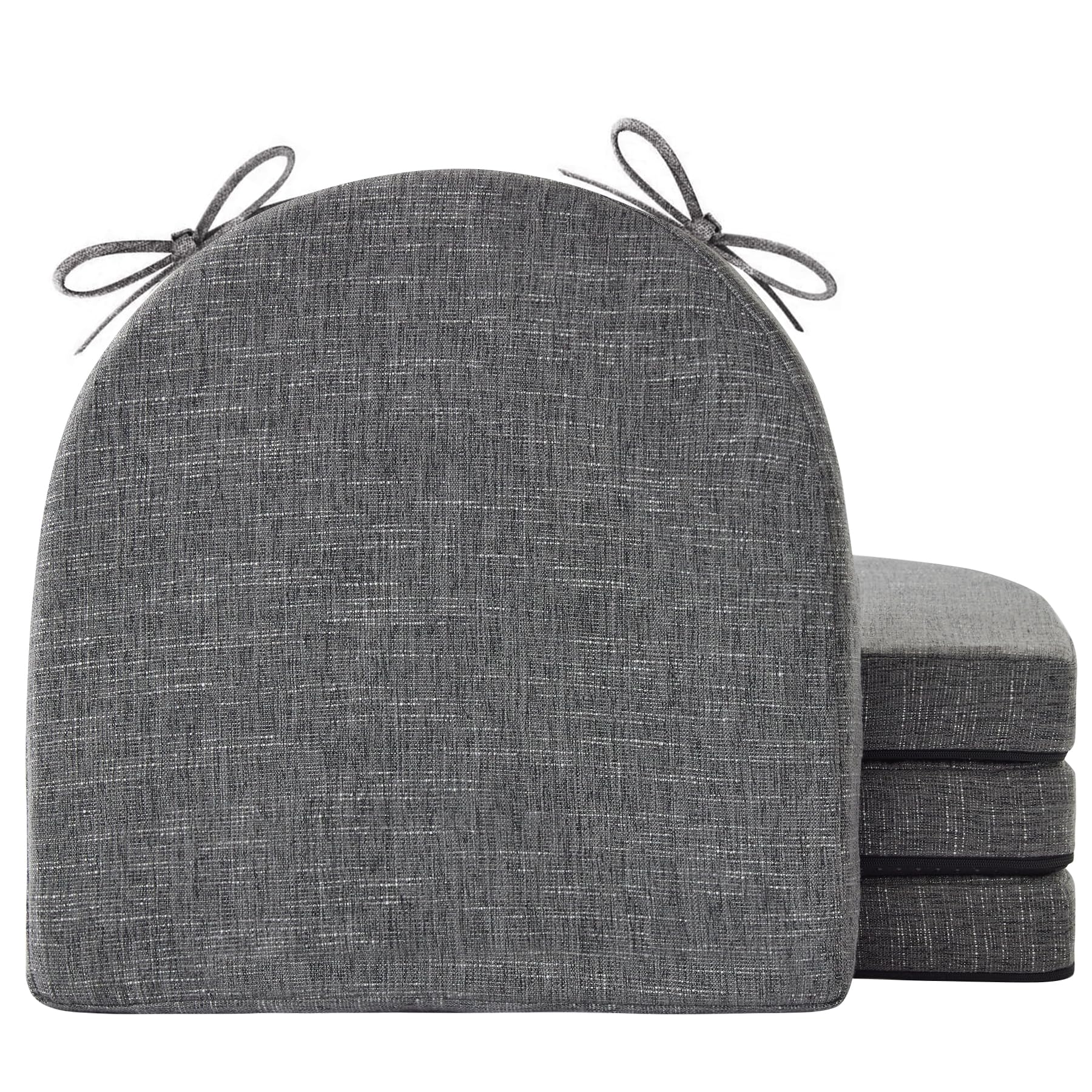 IPYNBAP front view of four dark grey cushions showing compact stack and benefit comfort