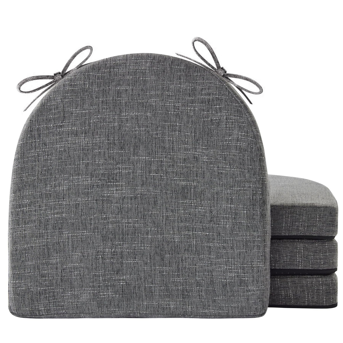 IPYNBAP front view of four dark grey cushions showing compact stack and benefit comfort