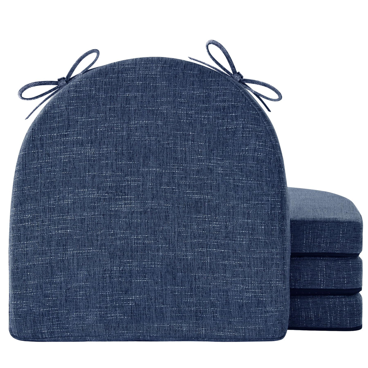 IPYNBAP front view of four navy cushions showing neat stack and color, durable look
