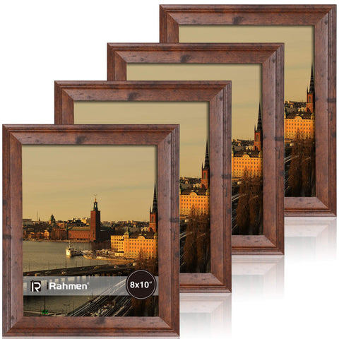 iRahmen front view of 8x10 rustic brown frame showing framed photo and clean edges for elegant display