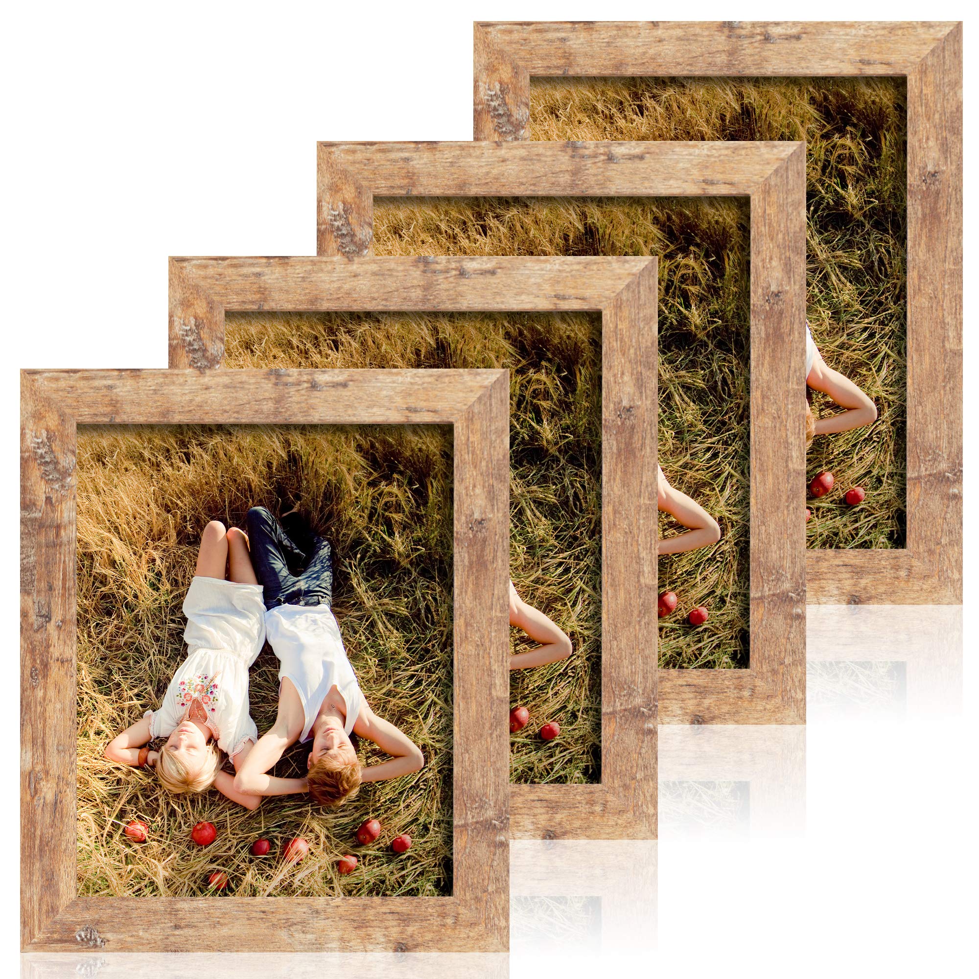 iRahmen front view of rustic brown 8x10 frame showing clear display benefit