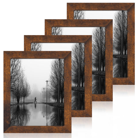 iRahmen front view showing rustic wood frame and clear photo display benefit