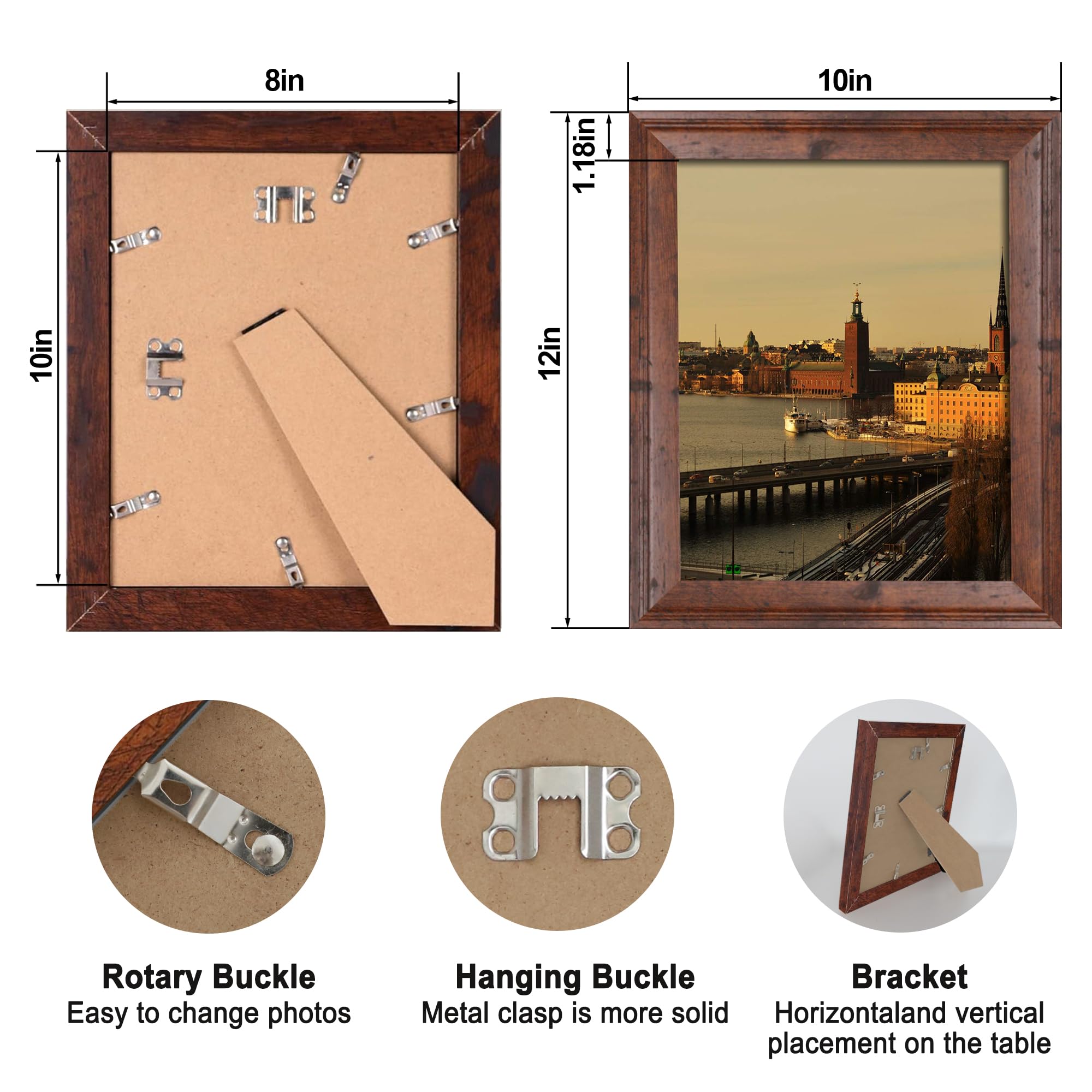 iRahmen back view with swivel tabs and easel showing easy photo changes and tabletop stability