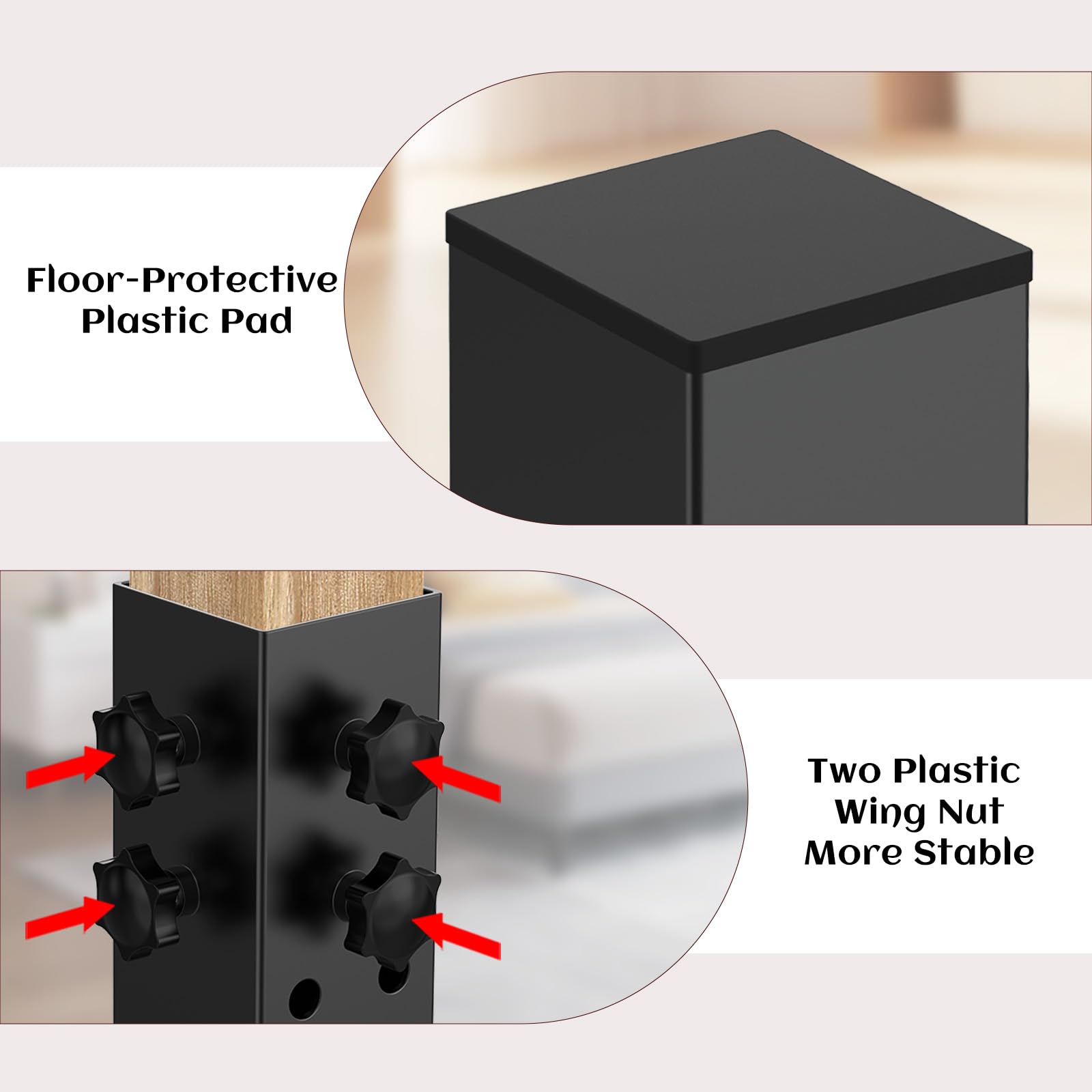 IRENPORU riser installed on a dorm bed creating under-bed storage space advantage