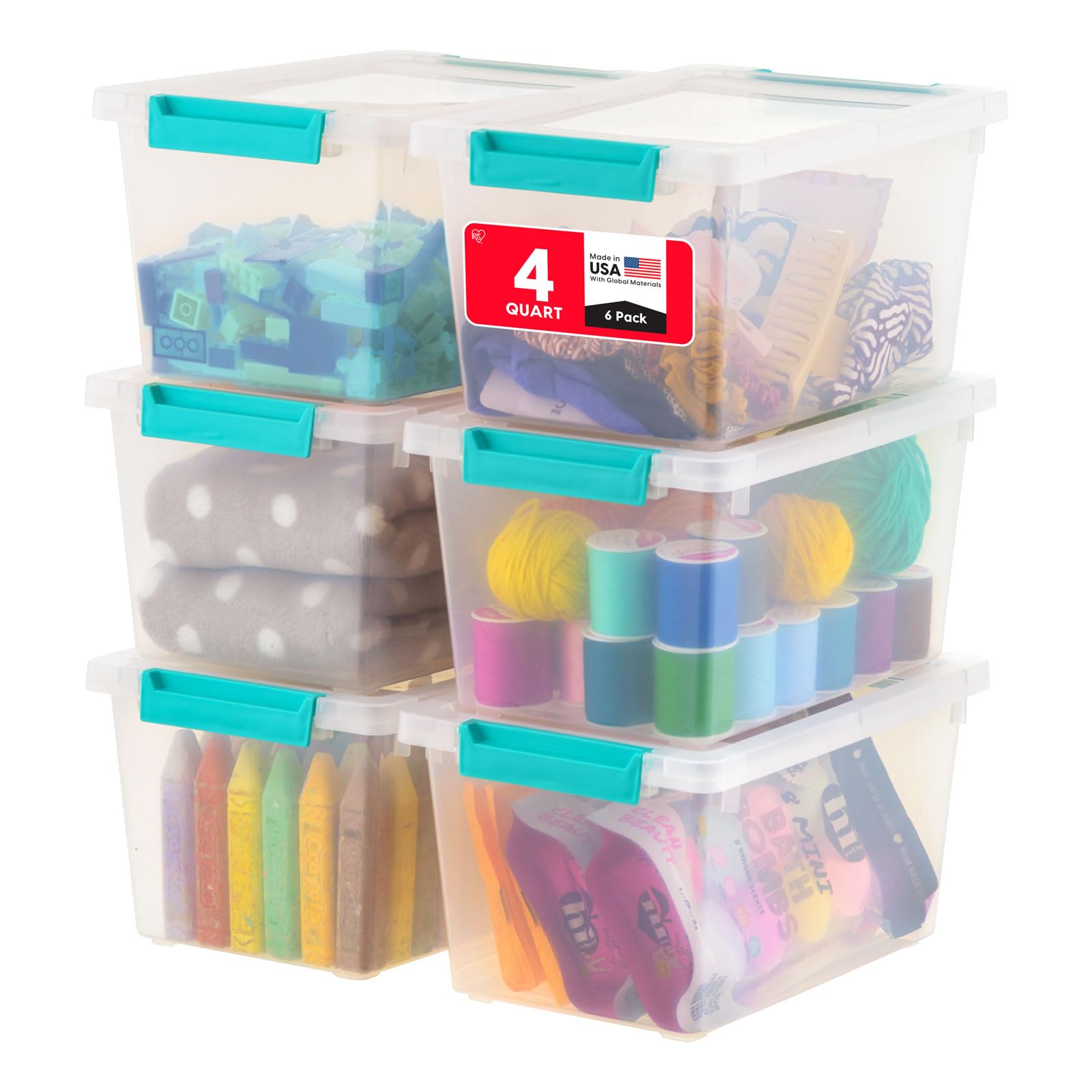 IRIS USA front view clear bin showing tidy, visible storage benefit