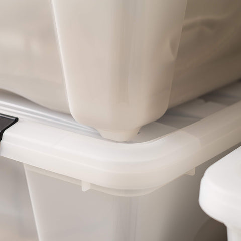 IRIS USA bin next to a chair for scale and size-reference convenience