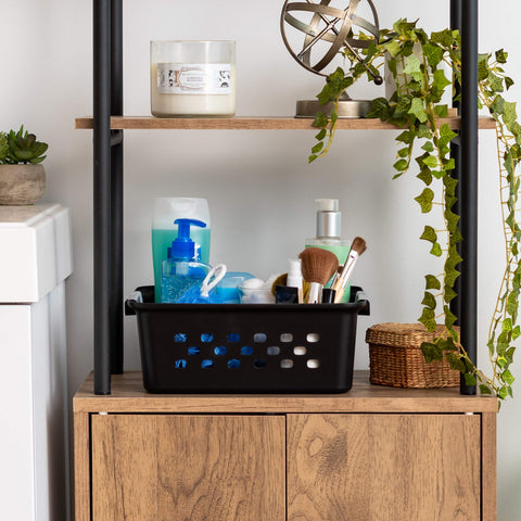 IRIS USA basket in pantry holding snack packets for quick access