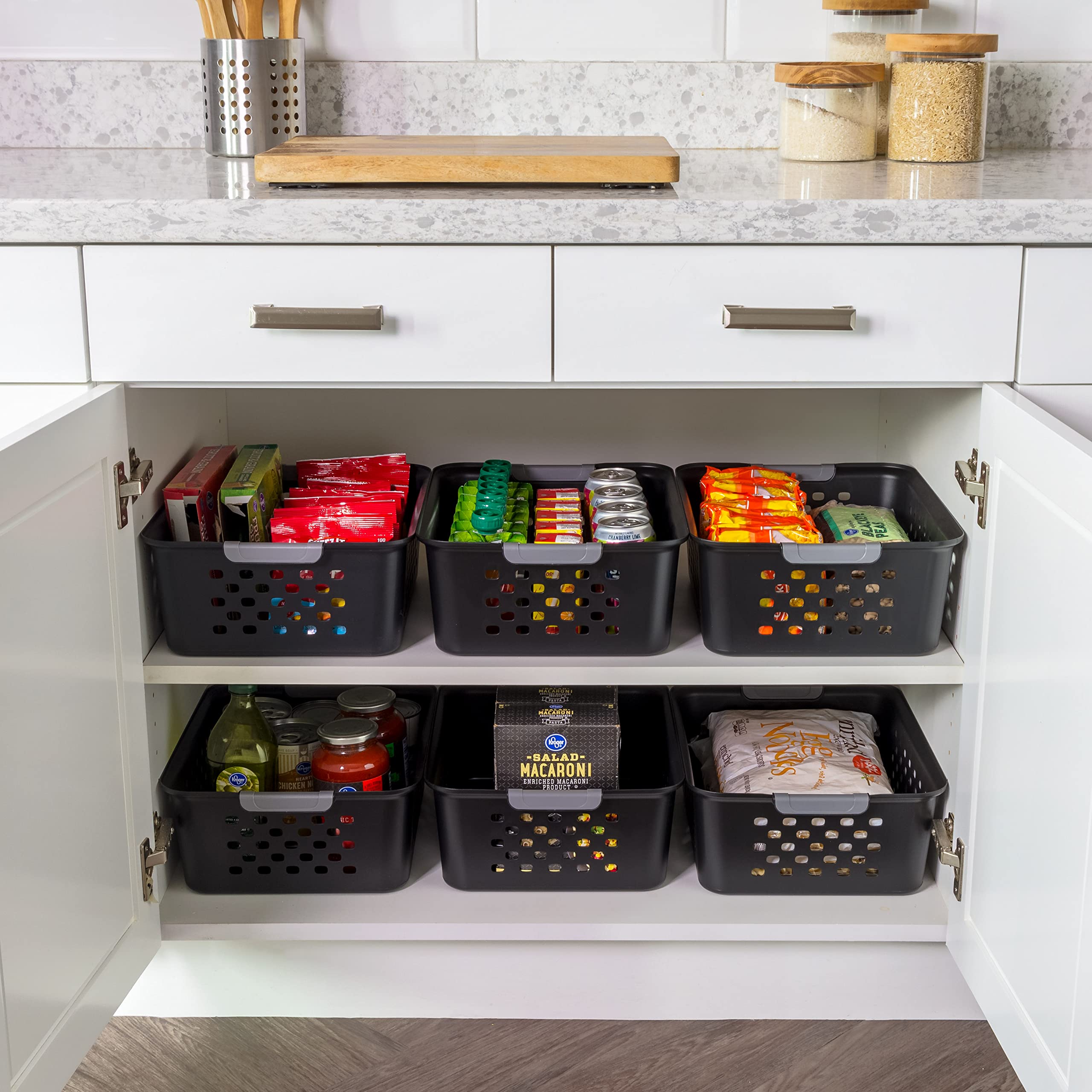 IRIS USA nested baskets stacked to save space when not in use