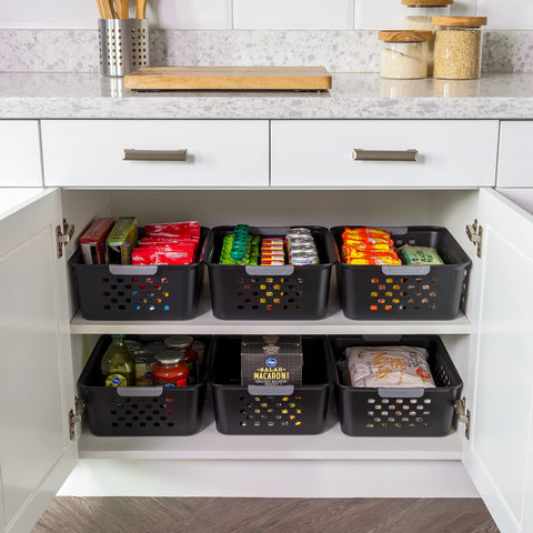 IRIS USA nested baskets stacked to save space when not in use