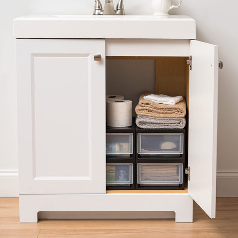 IRIS USA on bedside table organizing chargers and essentials for convenience