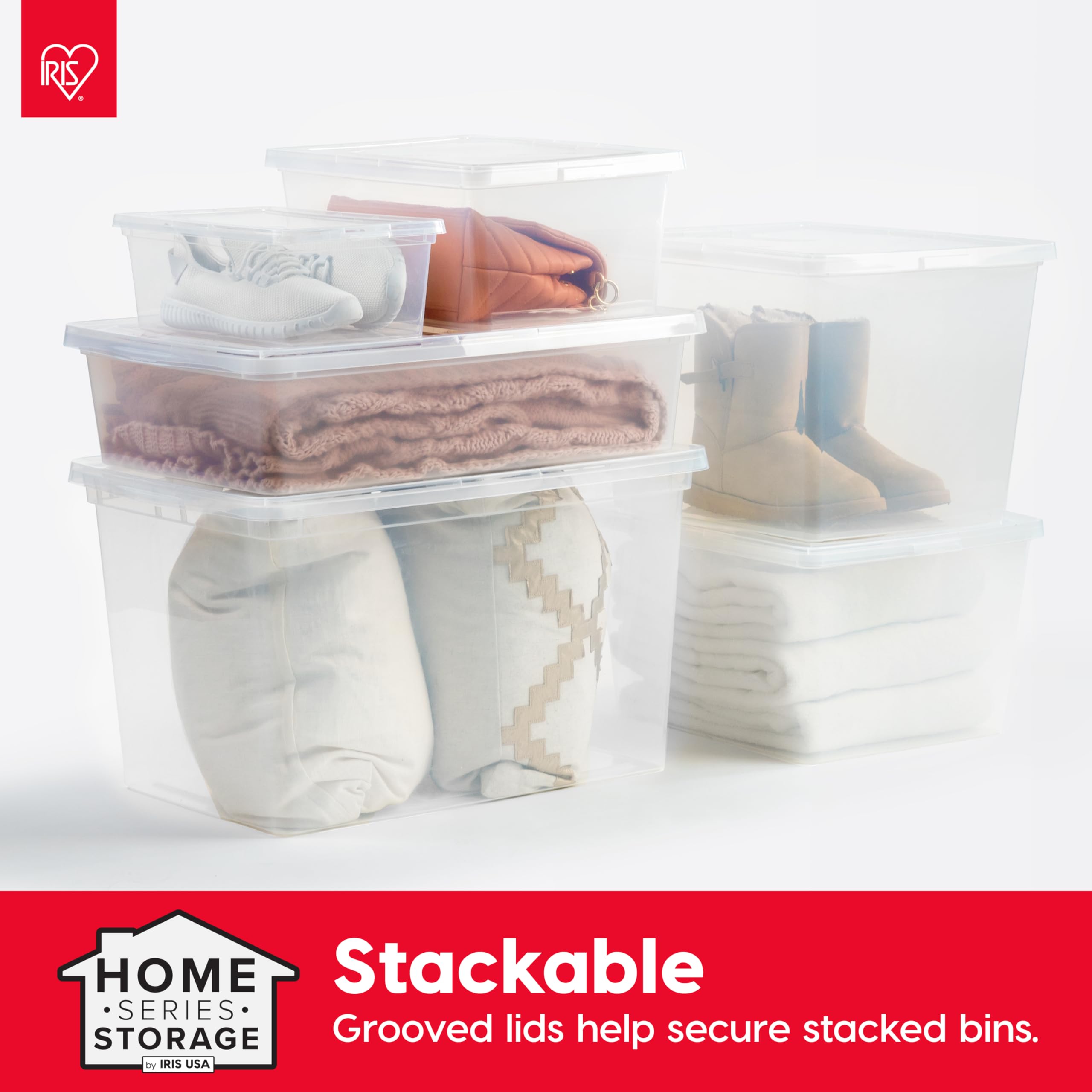 IRIS USA stacked bins showing vertical space maximization benefit