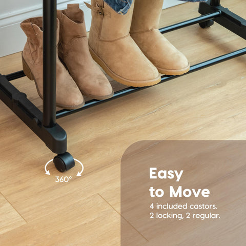IRIS USA bottom shelf holding shoes and bags for compact accessory organization