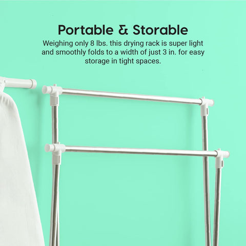 IRIS USA drying rack next to a chair showing scale and household fit
